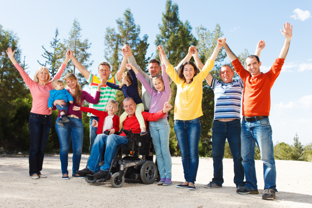 Disability Community raising their hands together Masrich Health Registered NDIS Support Provider Geelong and Surf Coast